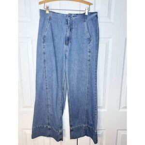 Oat New York High Rise Wide Leg Sailor Jeans Size 12 Casual Staple‎ Fisherman